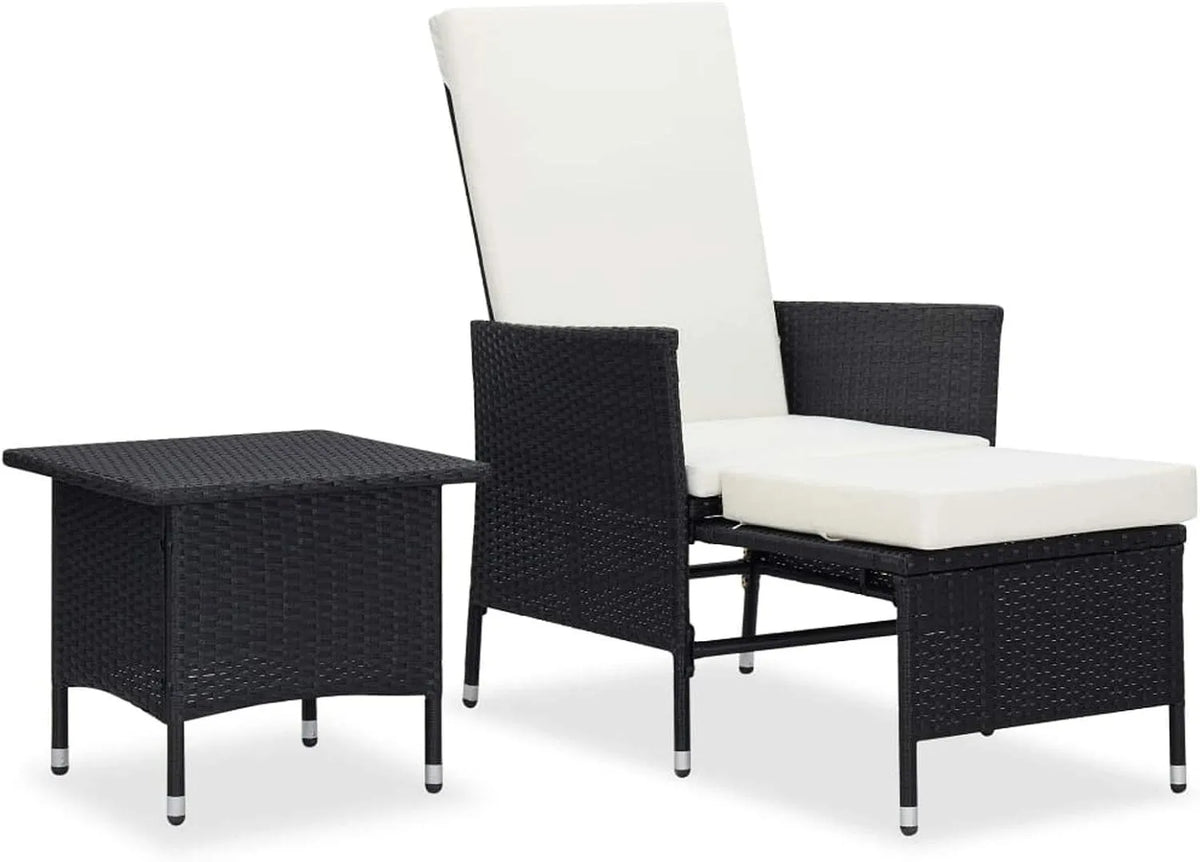 Salon de jardin et ensemble lounge — avec coussins, 2 pièces, noir