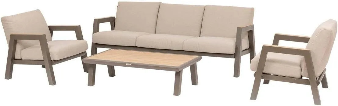 Salon de jardin et ensemble lounge: avec coussins, en aluminium, beige