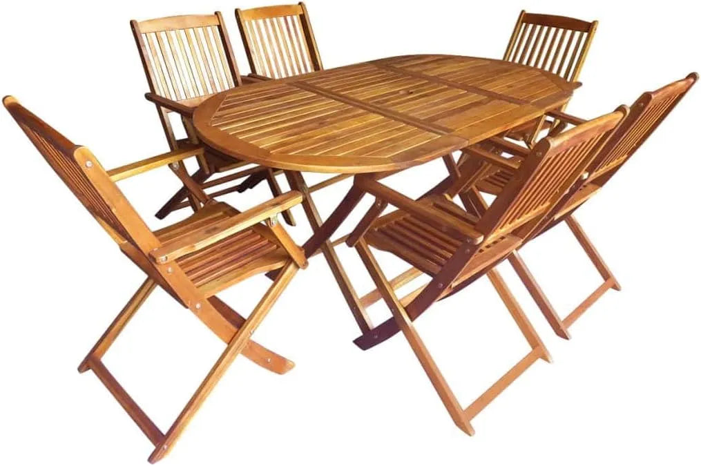 Salon de jardin et ensemble lounge – en bois, 7 pièces