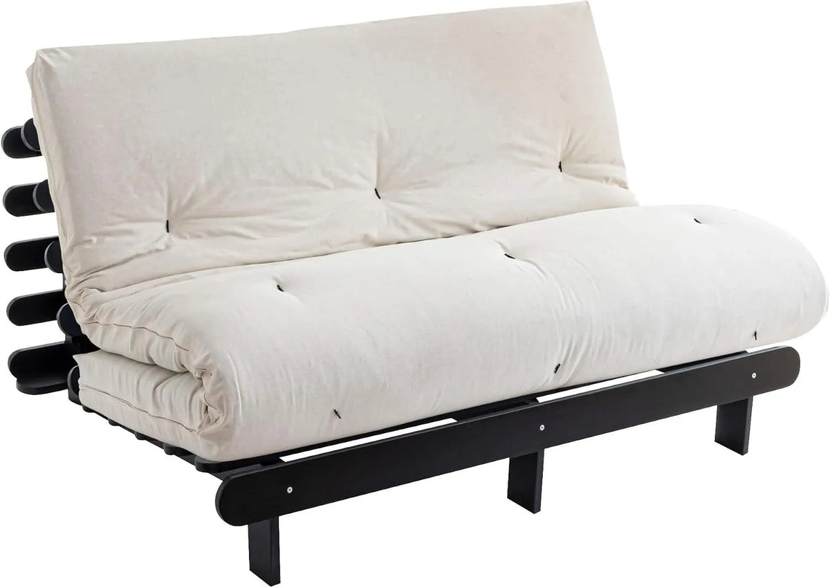 Matelas — Ecru, en coton, en bois, 140 × 200, noir, en bois massif