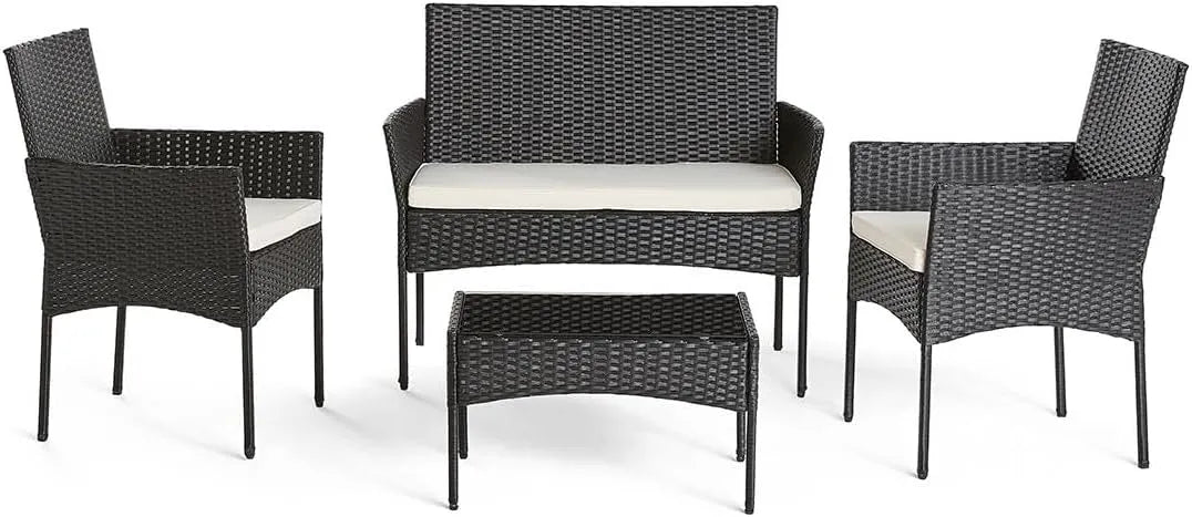 Bestmobilier – avec coussins, 4 Places, noir