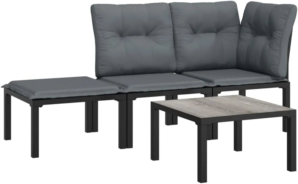 Salon de jardin et ensemble lounge – avec dossier, 4 pièces, gris