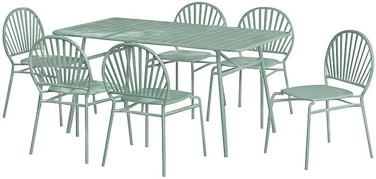 Chaise: L.160, en métal, 160 cm, vert