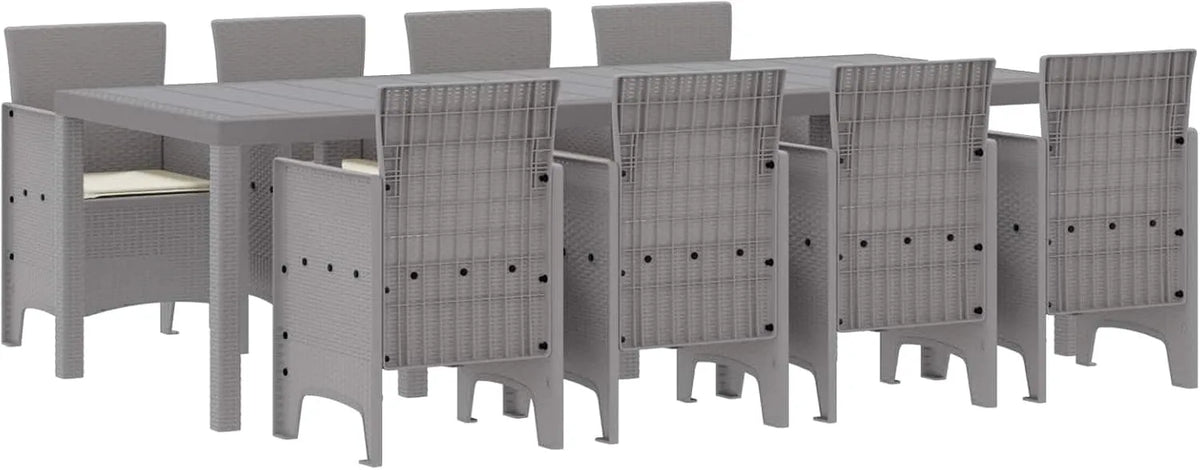 Ensemble de Salle à Manger pour Jardin 9 pcs Blanc – en résine tressée, 9 pièces, en résine tressée