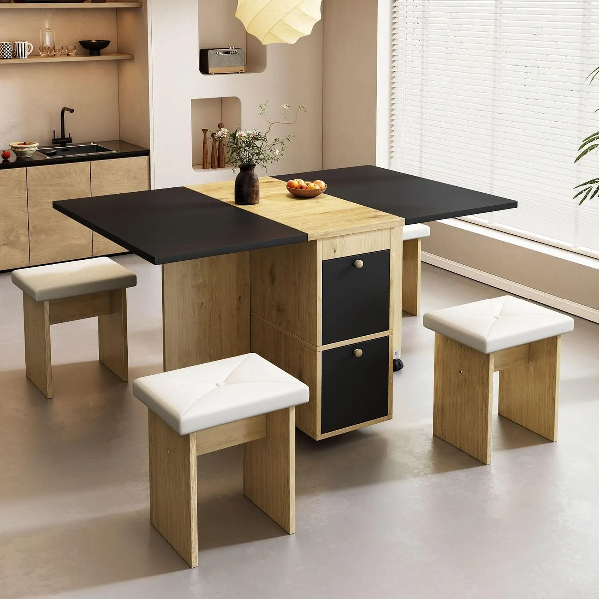 Table à manger et table de salle à manger — 120×80×75cm, noir