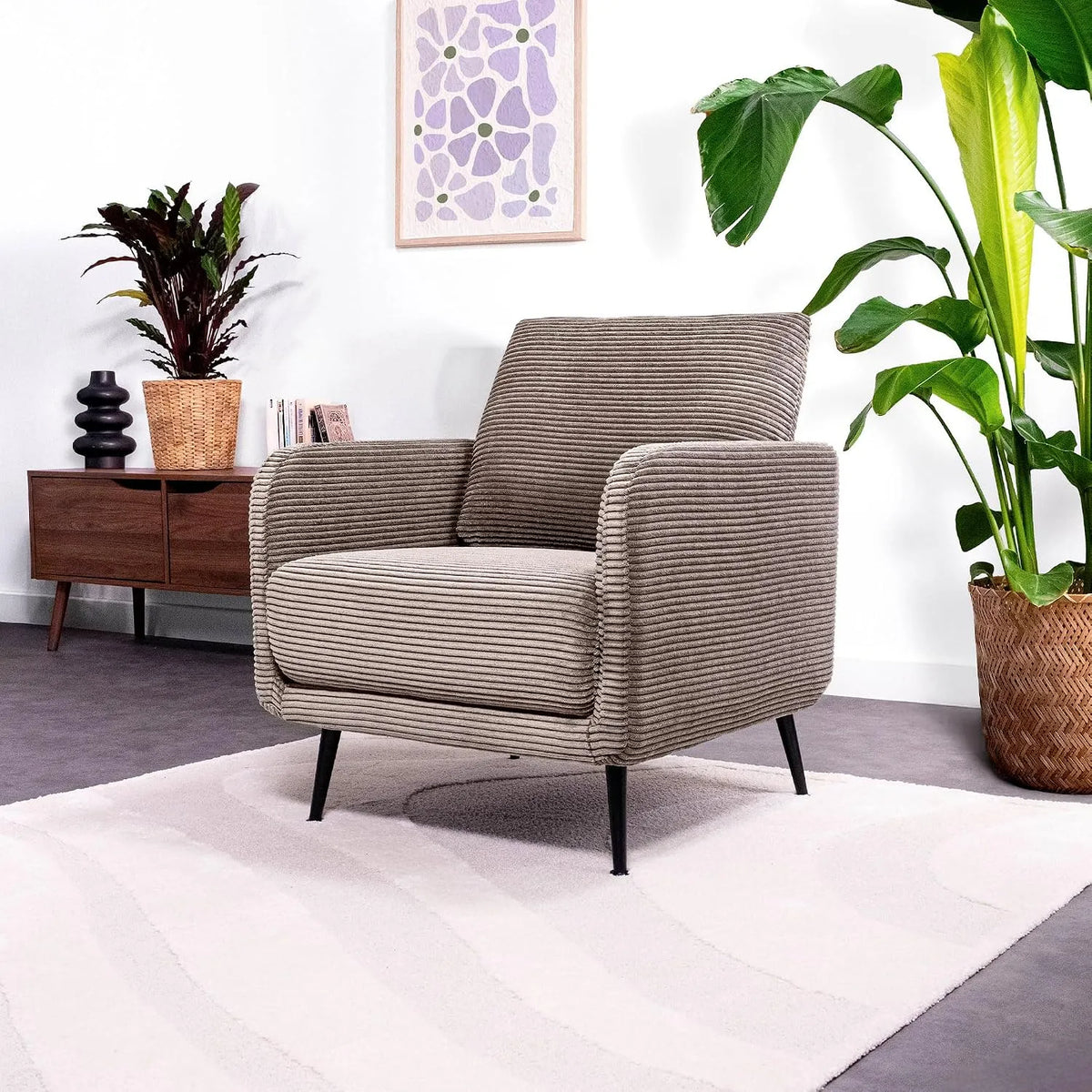 Bureau et table informatique — en velours côtelé, 71 × 75 × 81 cm, beige