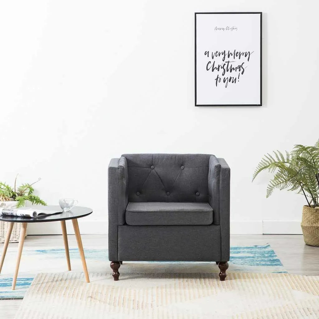 Fauteuil et chaise rembourrée d'appoint: gris, revêtement en tissu