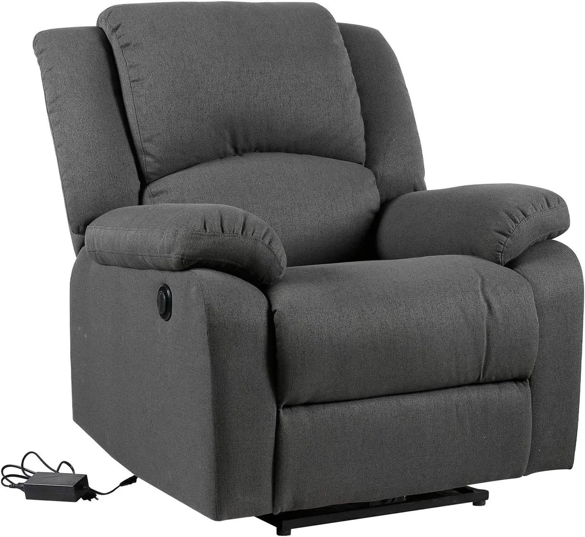 Happy Garden Fauteuil et chaise rembourrée électrique inclinable Cloud Gris Anthracite. Fauteuil de – revêtement en tissu, inclinaison réglable