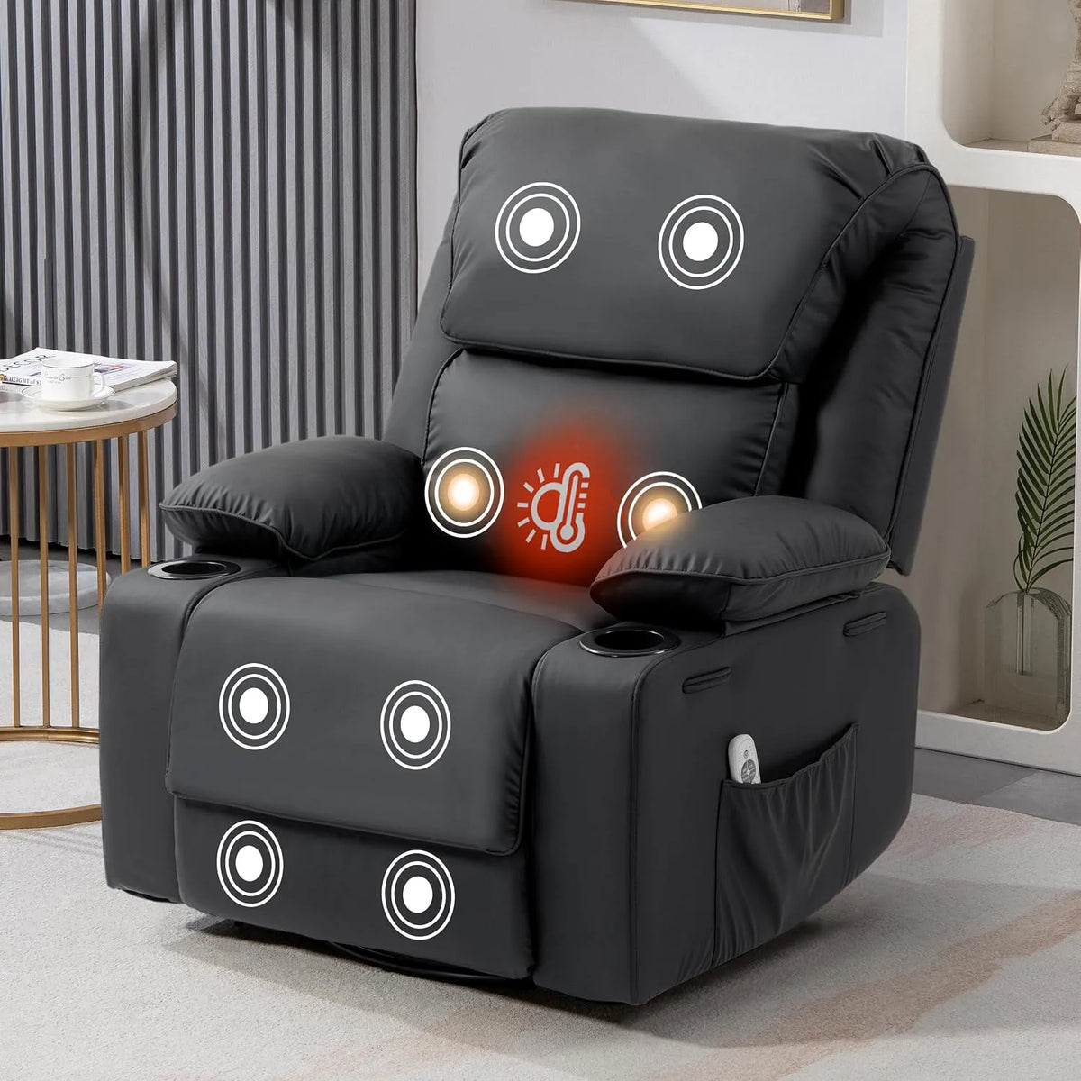 Fauteuil de massage et fauteuil relax: pivotant, avec dossier, réglable, avec chauffage, inclinable