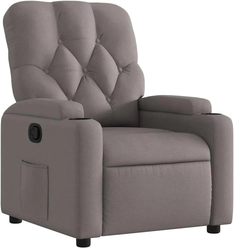 Chaise – revêtement en tissu, avec accoudoirs, avec dossier, réglable, beige, inclinable