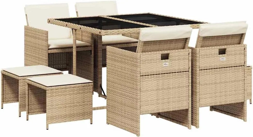 Chaise – avec coussins, 9 pièces, beige