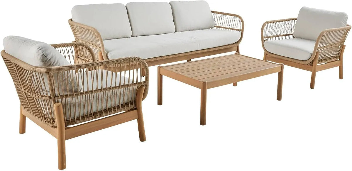 Salon de jardin et ensemble lounge – avec coussins, 5 Places