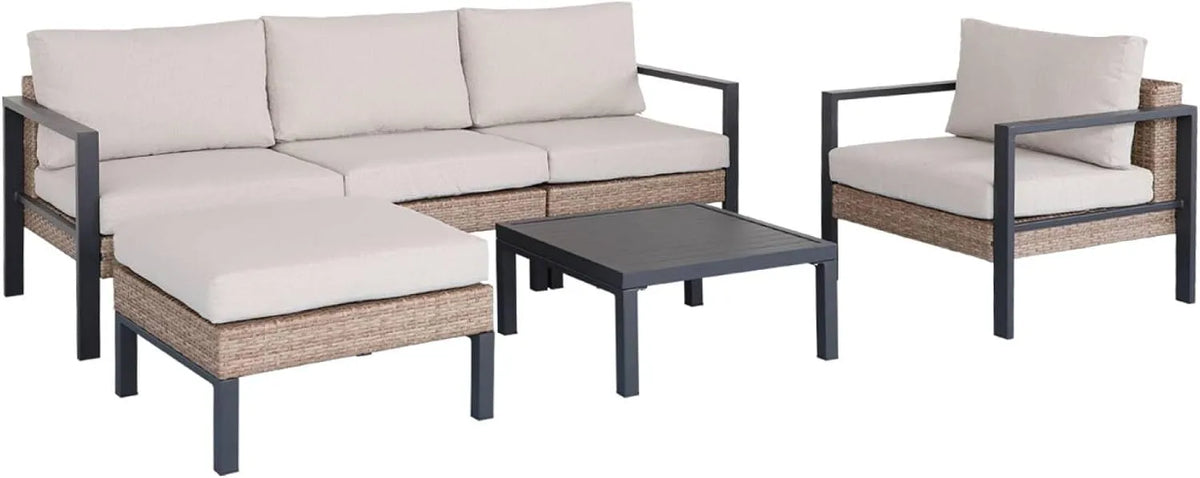 Salon de jardin et ensemble lounge – P74, VELLETRI, en aluminium, 5 Places, 76cm, beige