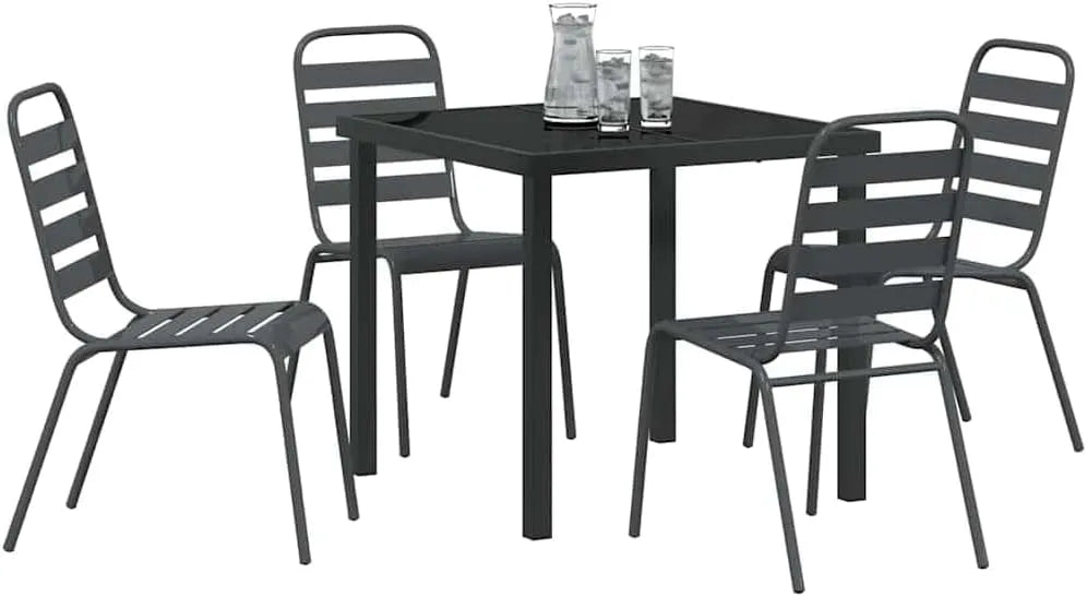 Ensemble de Salle à Manger pour Jardin 5 pcs Gris – en acier, 5 pièces