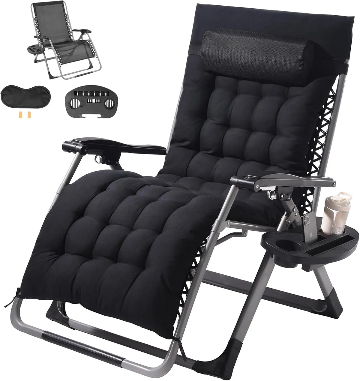 VEVOR Mug de voyage – position zéro gravité, avec coussins, réglable, 825 mm, 226, 8 kg, noir, inclinable