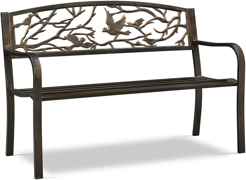 Banc de jardin et banquette de terrasse — en métal, avec accoudoirs, avec dossier