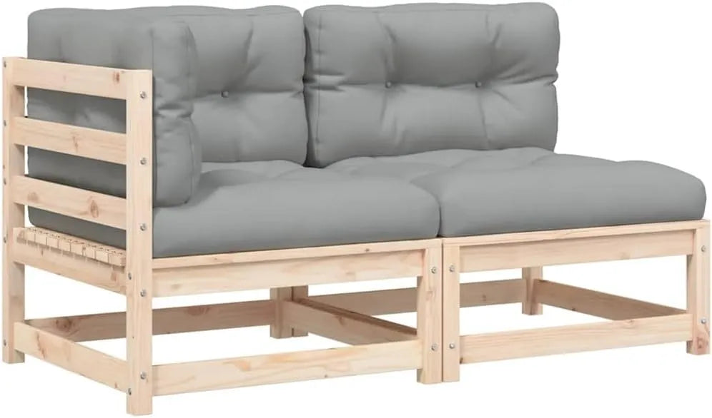 Canapé de jardin et sofa lounge extérieur: en bois, avec dossier, avec coussins, 2 Places