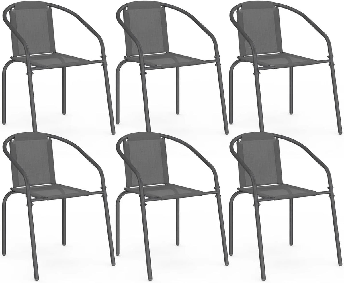 Chaises de jardin — en métal, Lot de 6, anthracite