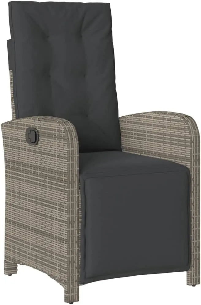 Chaise – avec dossier, avec coussins, réglable, gris, inclinable
