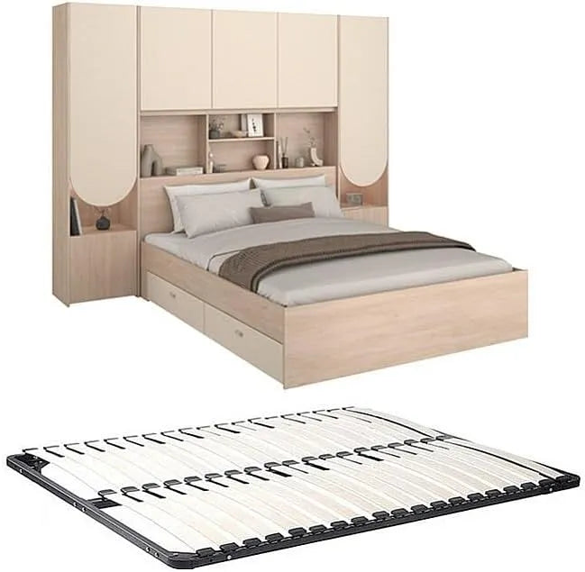 Vente-unique: DOMELITO, avec rangement, 140 × 190 cm, beige