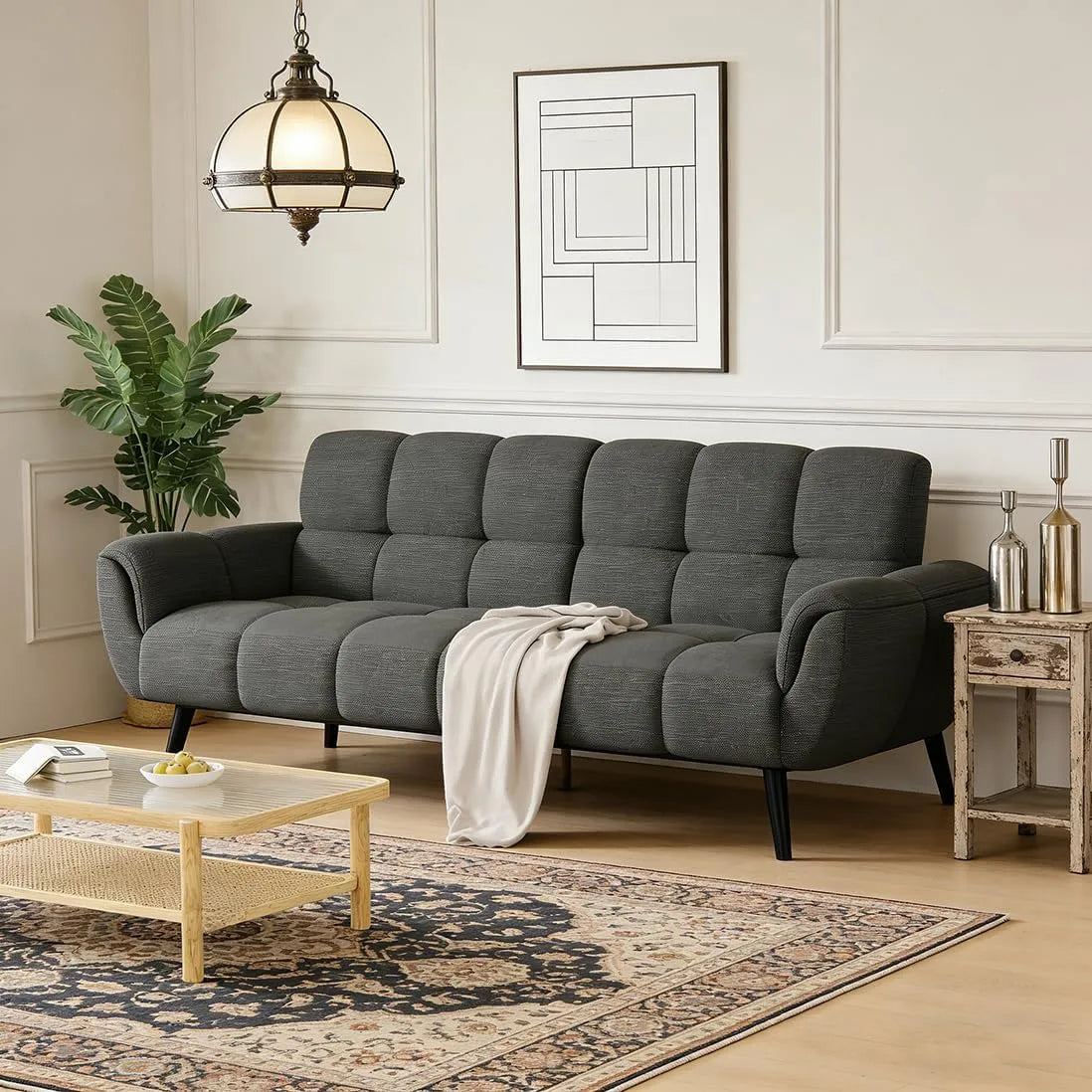 Canapé convertible et canapé-lit: avec dossier, réglable, 195 cm, gris