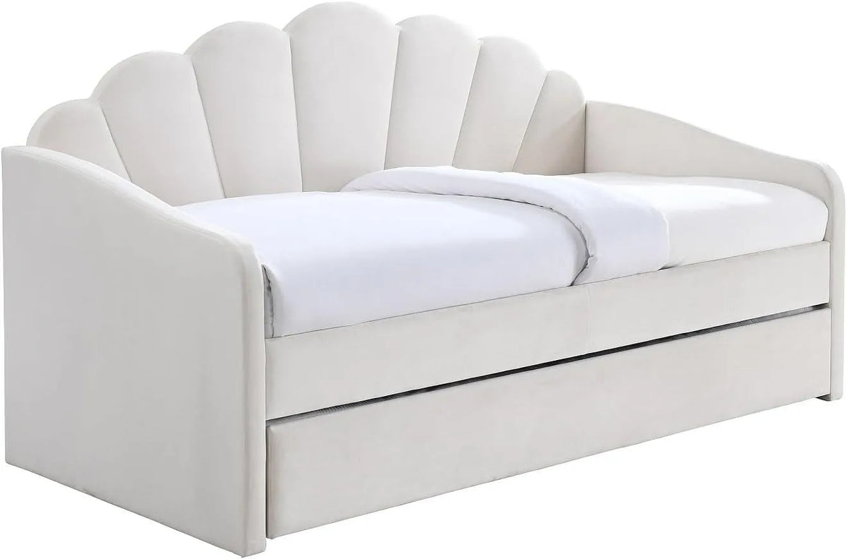 Vente-unique – ELUSIA, pour enfant, 2 × 90 × 190 cm, blanc, revêtement en velours