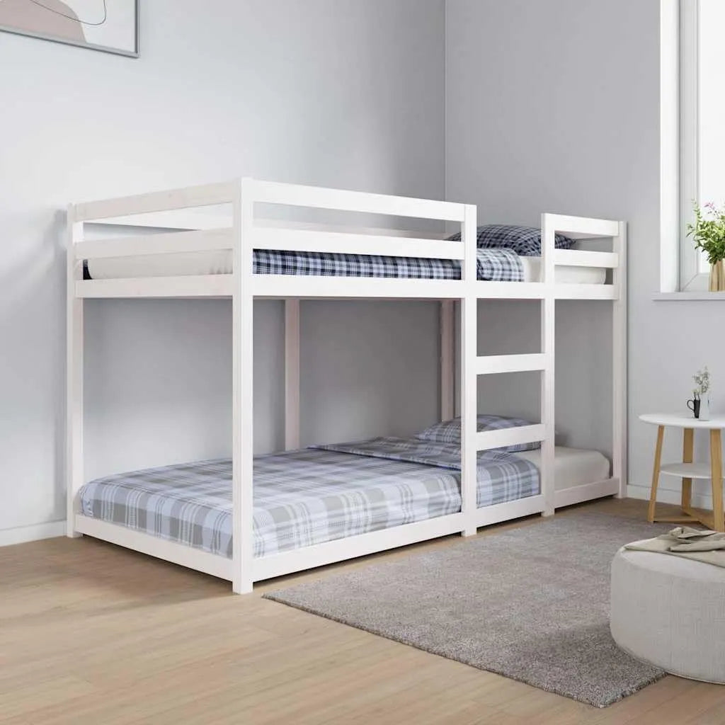 Lit superposé et lit mezzanine — en bois, 90 × 190 cm, 33.68 KG, blanc, revêtement en tissu