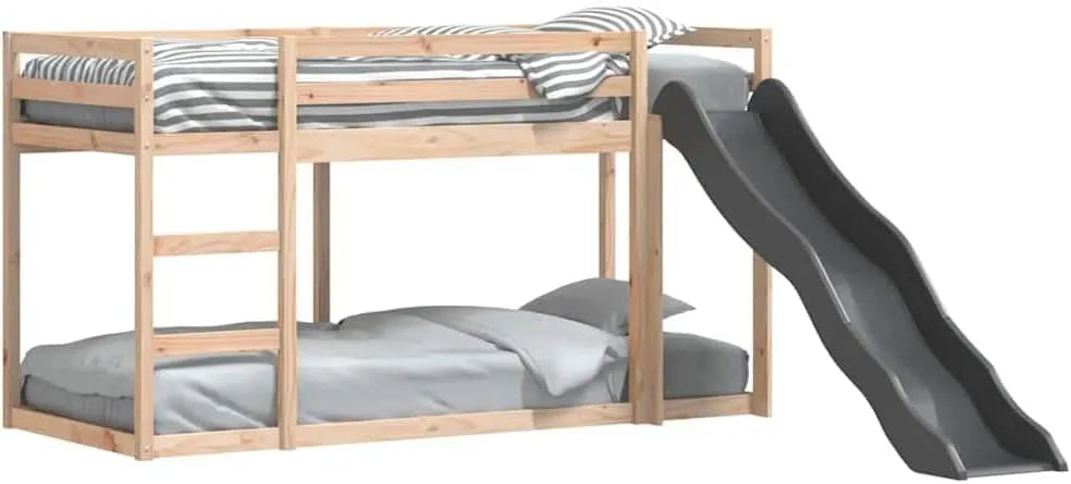 Lit superposé et lit mezzanine — pour enfant, en bois, avec toboggan, avec échelle, 90 × 200cm