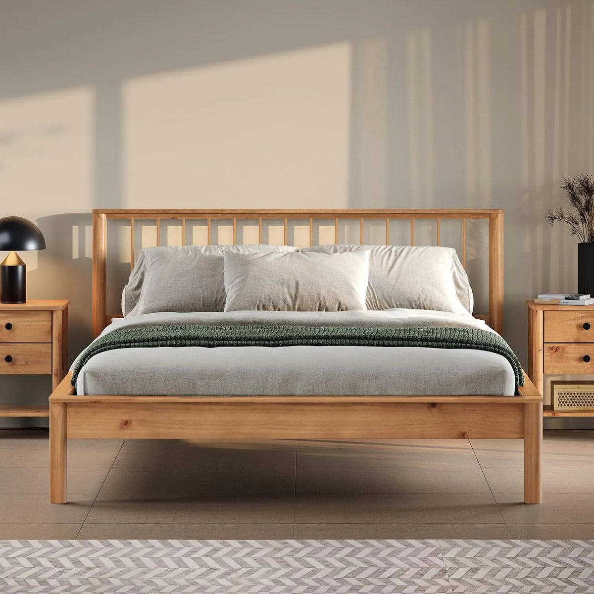 Lit 140 x 190 avec sommier APOANA en Bois Massif – 140 × 190