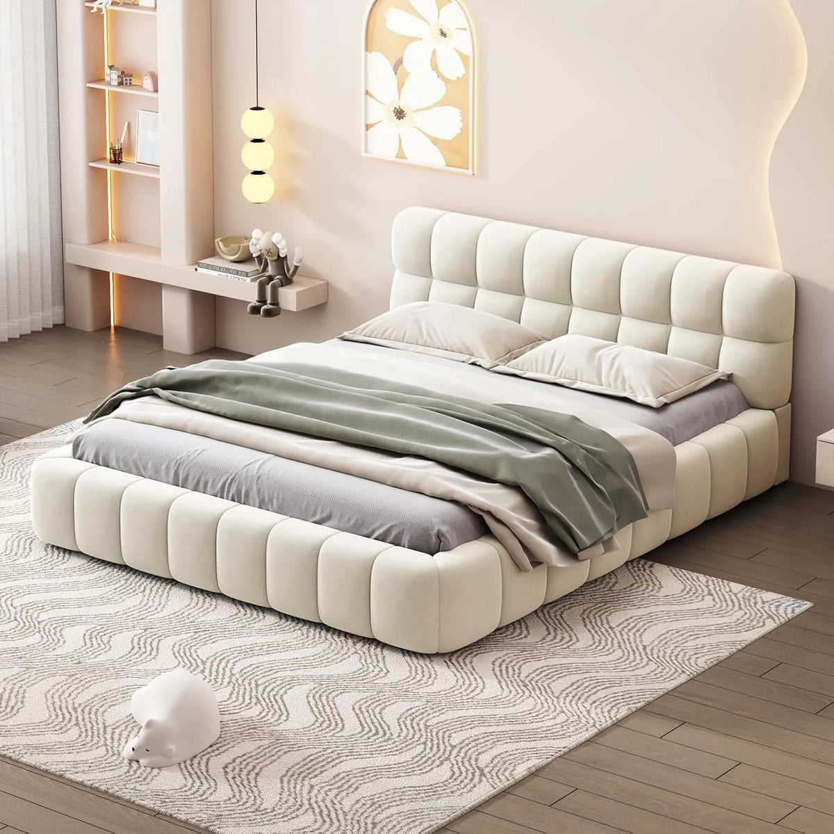 Lit Double Rembourré 140x200 cm – 140 × 200 cm, revêtement en tissu