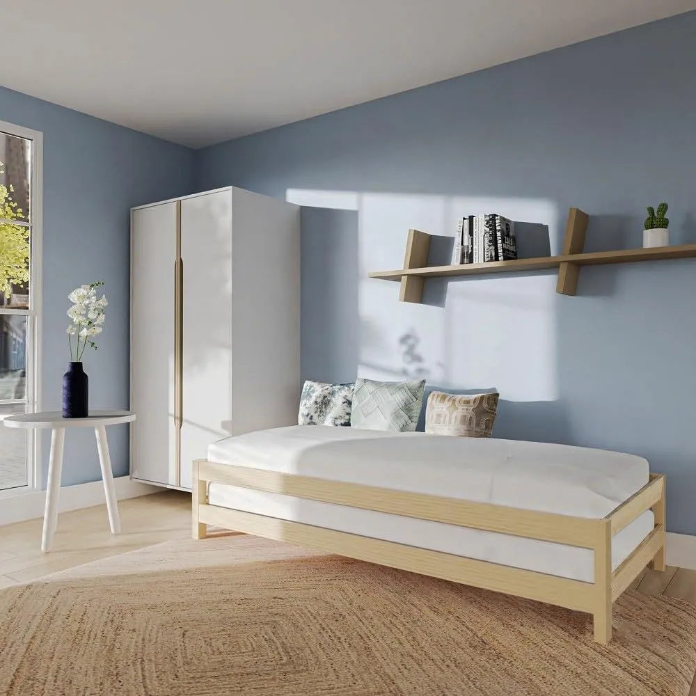 Lit empilable Jonas 80x200 Lot de Deux Lits + 2 sommiers/Naturel — 80 × 200