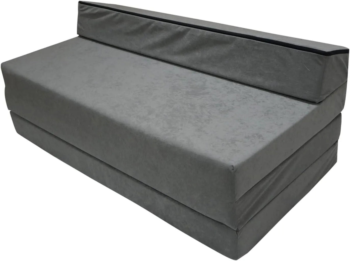 Matelas: rembourrage en mousse, format compact, convertible, pliable, 200×120×10 cm, gris