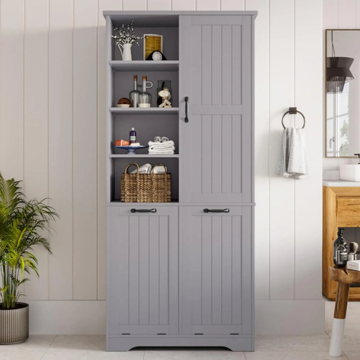 Armoire de rangement: avec rangement, réglable, 78 × 35 × 172 cm, gris