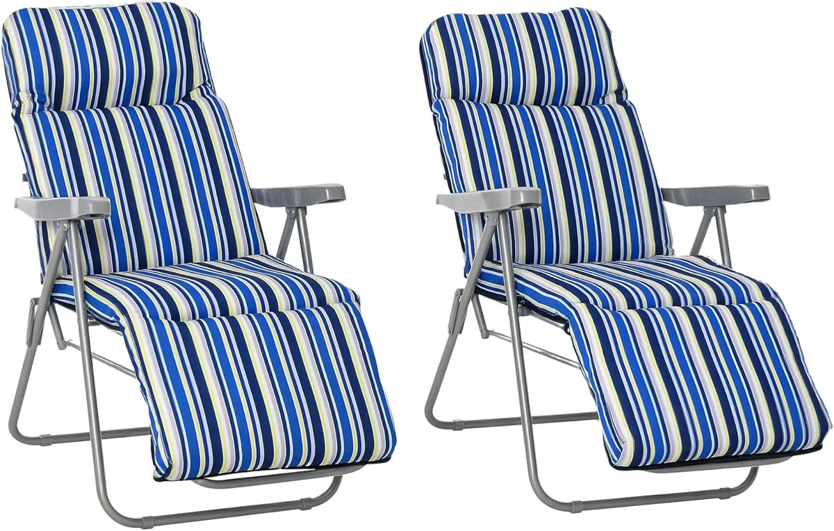Outsunny Chaise — pliable, réglable, Lot de 2, blanc, inclinable