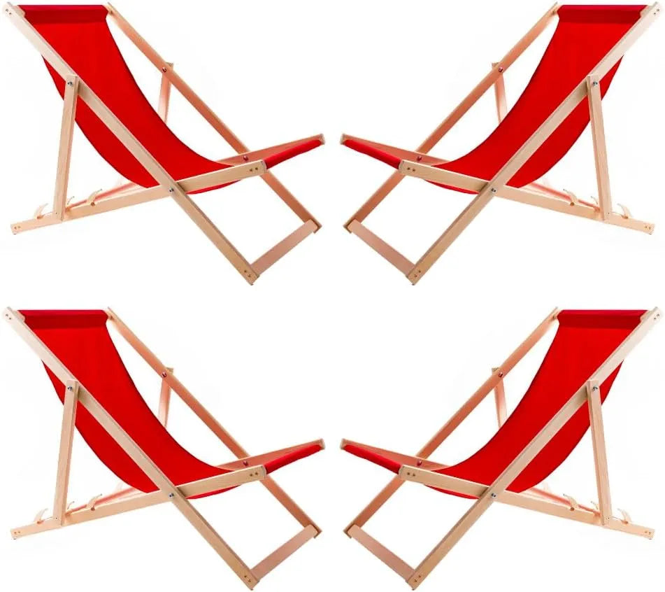 Chaise: en bois, pliable, réglable, Lot de 4, résistant aux intempéries