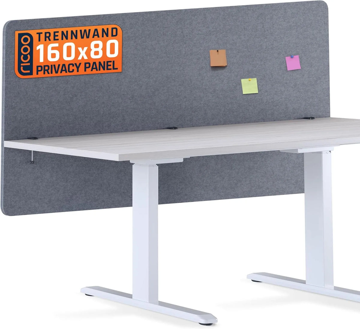 Bureau et table informatique – ZAP1680-G, 160 × 80 × 2, 3 cm, gris, RICOO ZAP1680-G