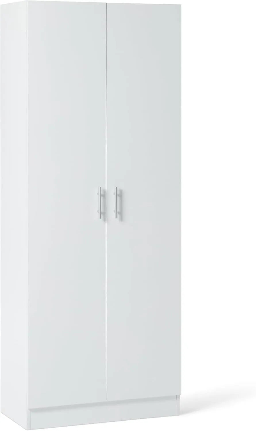 Armoire de rangement – sur pied, avec rangement, avec Bibliothèque et étagère de rangements, réglable, 2 Portes, 60 × 31, 5 × 152, 5 cm, blanc