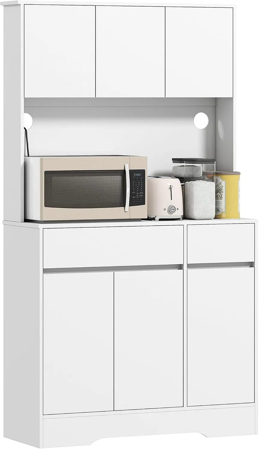 HOMCOM Armoire de rangement — avec rangement, avec Bibliothèque et étagère de rangements, réglable, 6 Portes, 100 × 38 × 180 cm, blanc