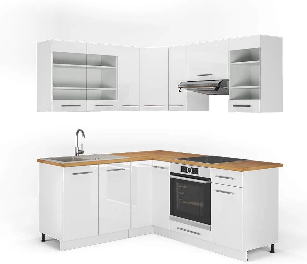 Vicco Cuisine en Angle Fame-Line: 160 × 190 cm, blanc