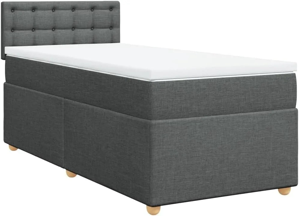 Sommier à Lattes de lit avec Matelas Gris foncé 90x200: revêtement en tissu, 90 × 200 cm