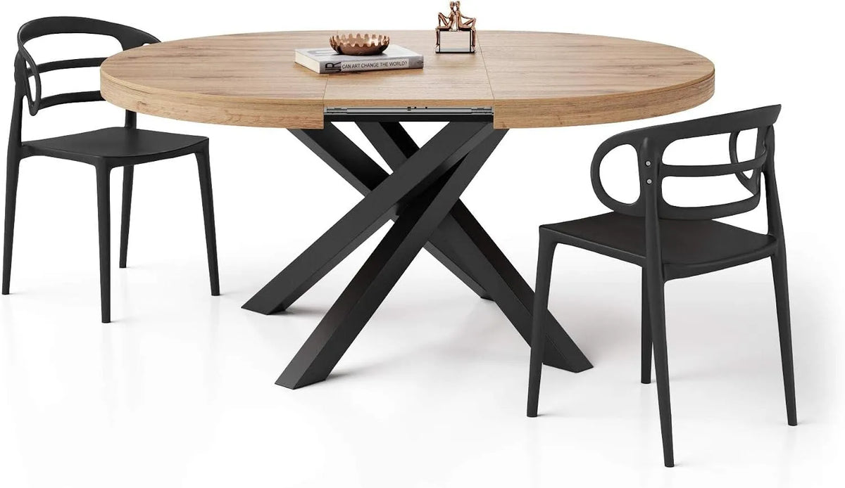 Mobili Fiver Table Ronde Extensible Emma: en bois, 160 cm, noir