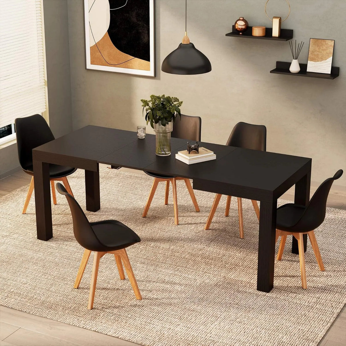 Mobili Fiver Table à manger et table de salle à manger – First, noir, extensible