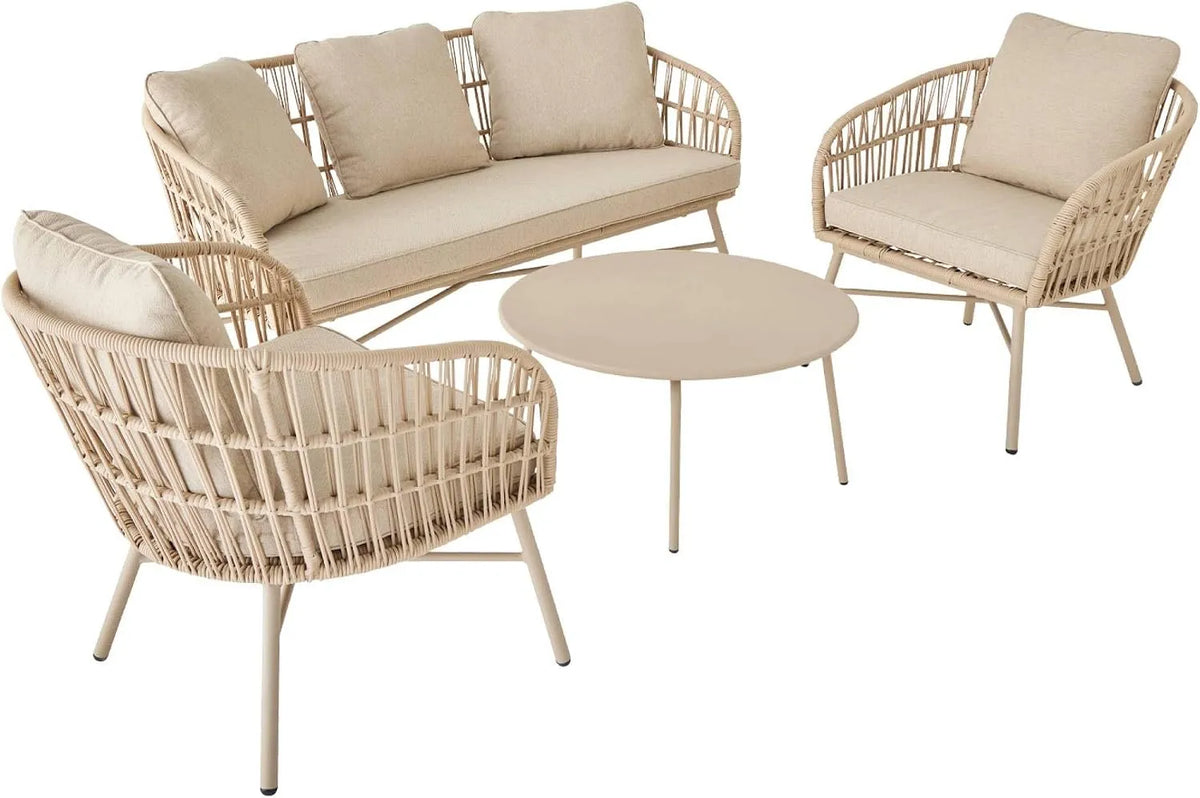 Salon de jardin et ensemble lounge: en acier, 4 Places