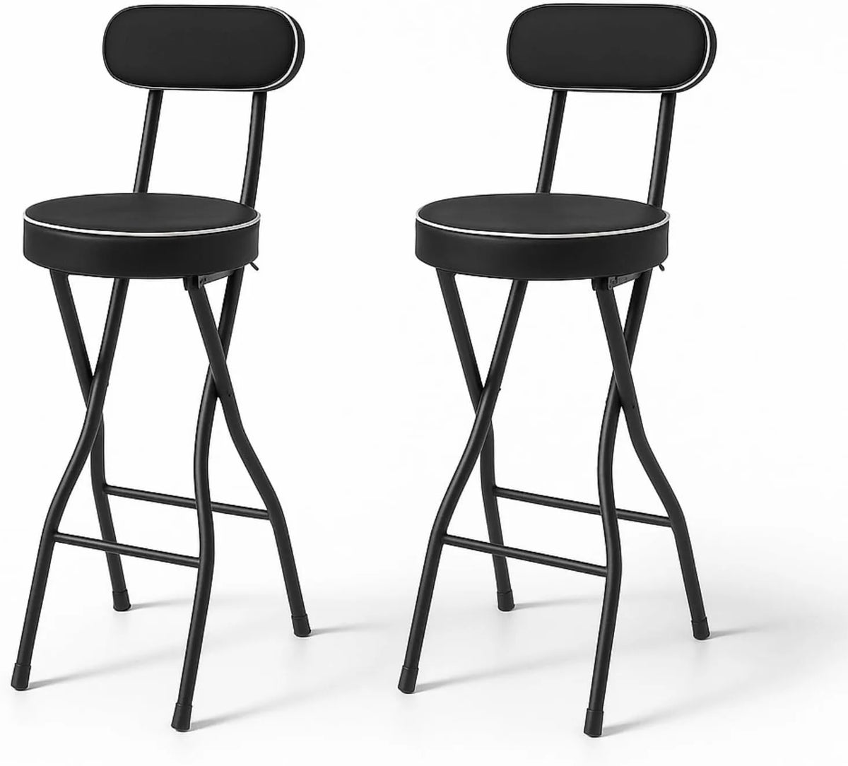 Chaise — avec dossier, pliable, Lot de 2, 65 cm, 125 kg, noir