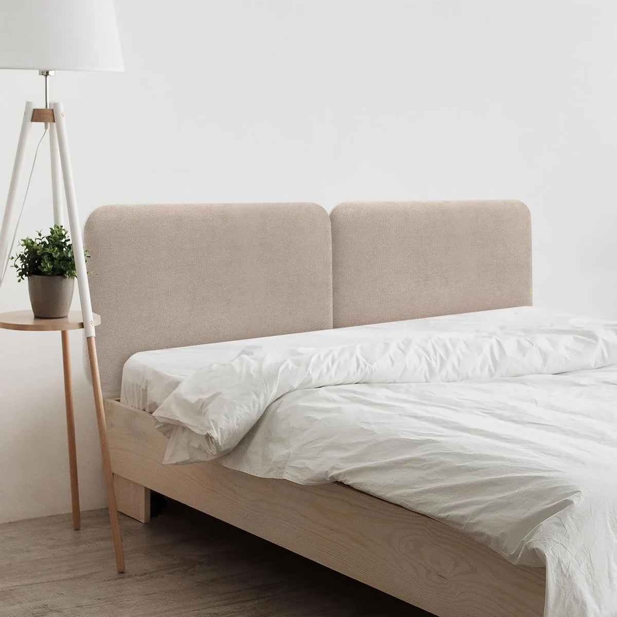 Tête de Lit Capitonnée Unie Arrondie en Tissu Aqualine pour: absorbant, revêtement en tissu, 180cm, beige