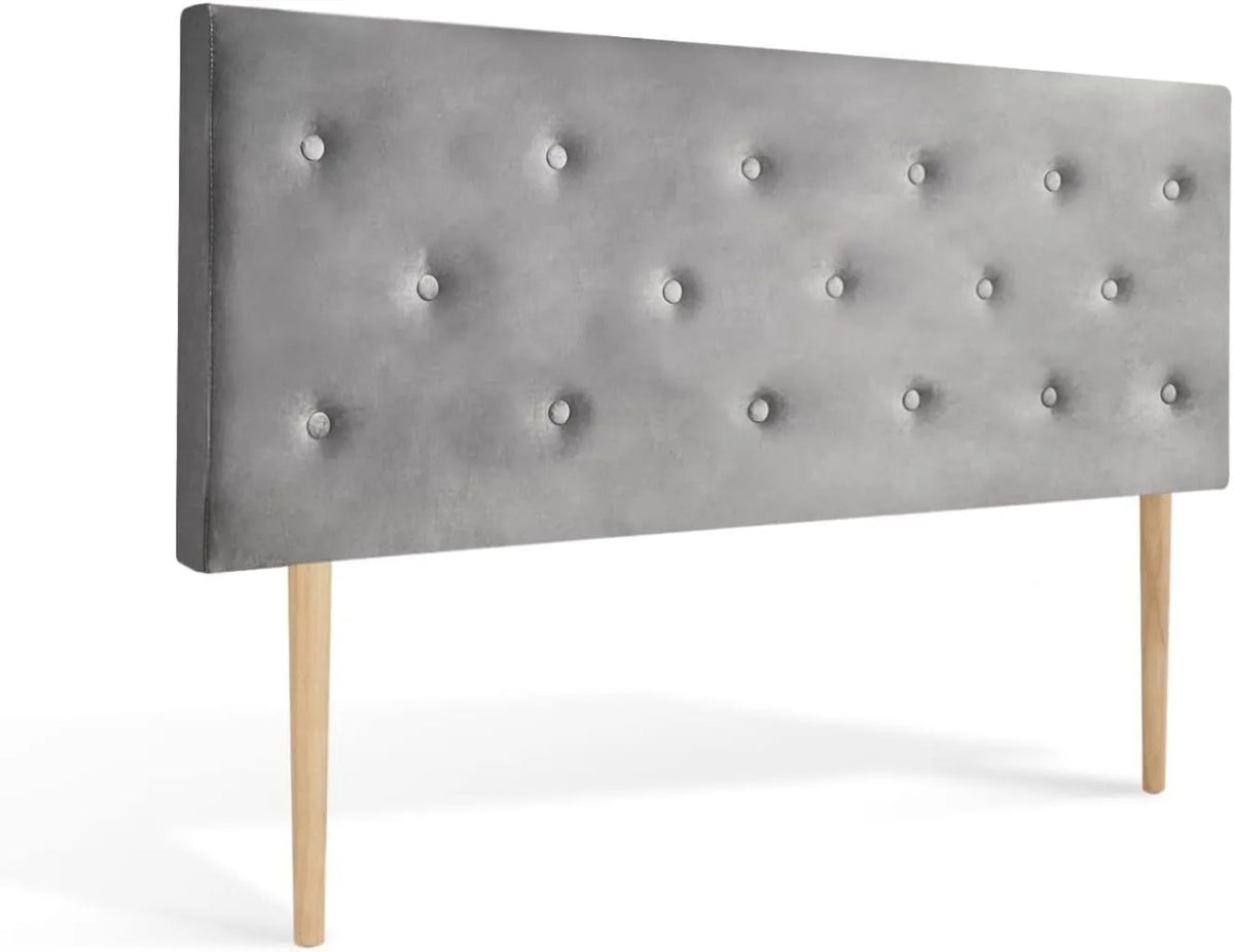 DECO Tête de lit capitonnée Théa 160cm Velours Gris
