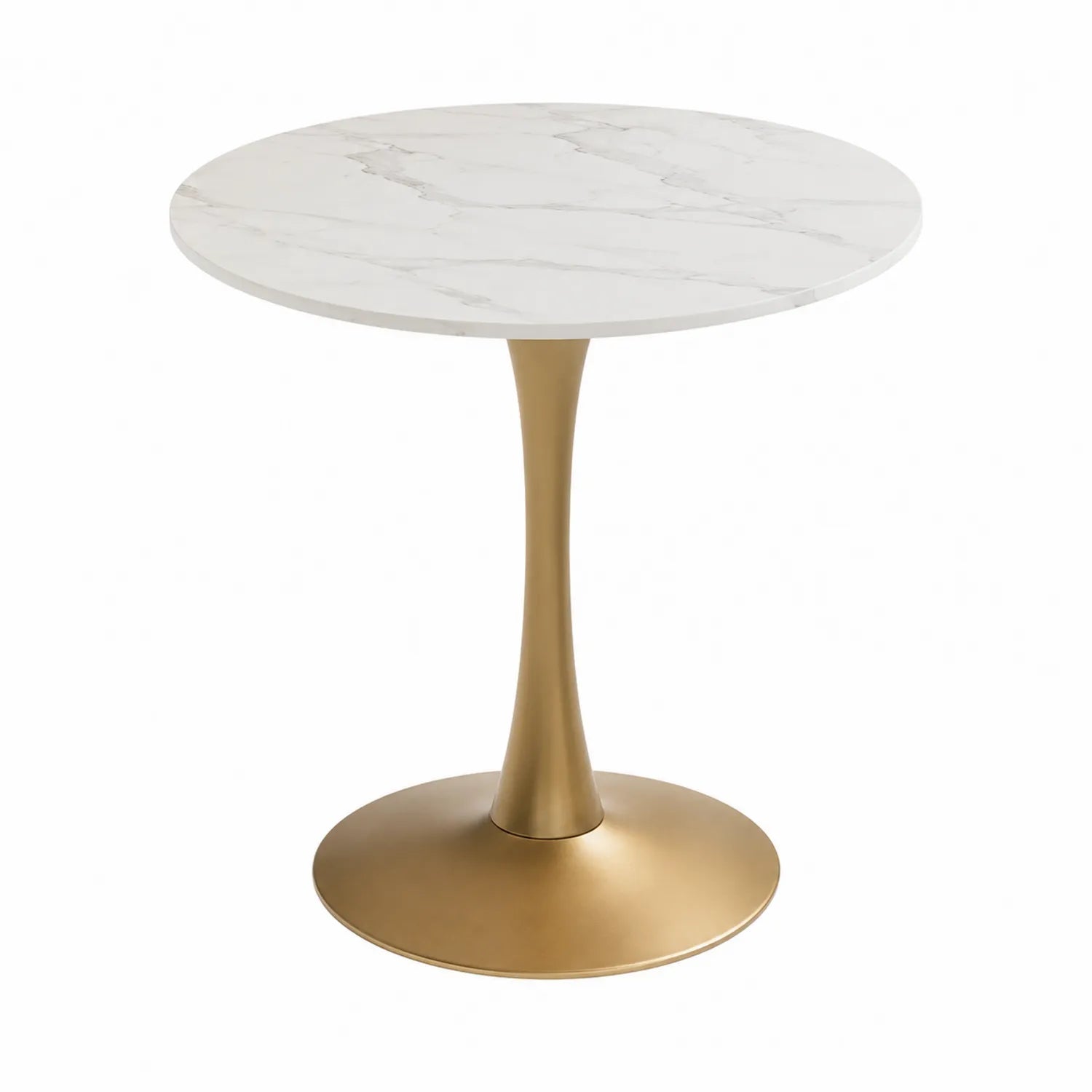 Table ronde en marbre et métal blanc/or