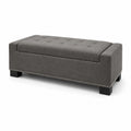 Banc de Rangement Rectangulaire en Tissu avec Pieds en Bois