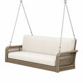Balancelle extérieure en rotin synthétique beige et crème 200 cm