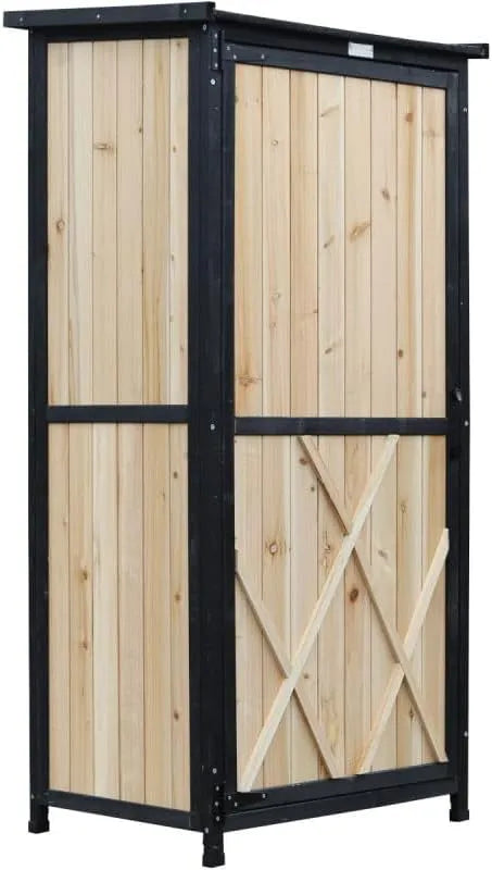 Armoire de rangement – FSC, en bois, avec rangement, avec Bibliothèque et étagère de rangements, résistant aux intempéries, 69 × 52 × 142cm, noir